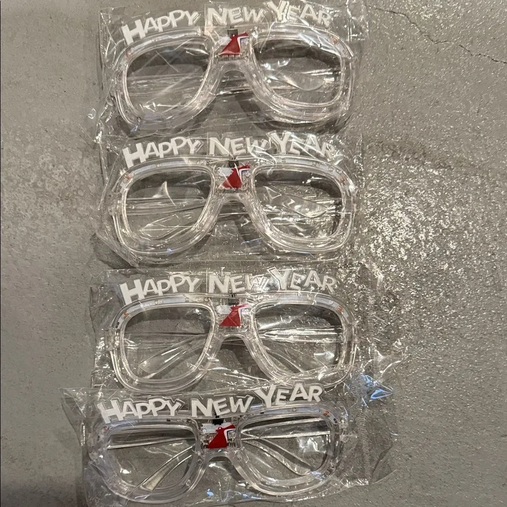 Festive New Year Party Glasses - Clear and Red light up 4